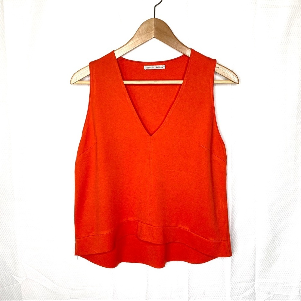 Zara Sleeveless Top Orange Small Minimalist - Picture 5 of 10